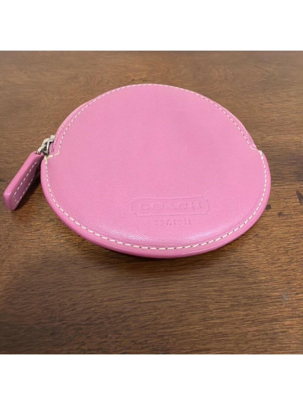 Coach Y2K 1941 Round Leather Coin Purse Small Pouch Barbie Pink Zip Top EUC
